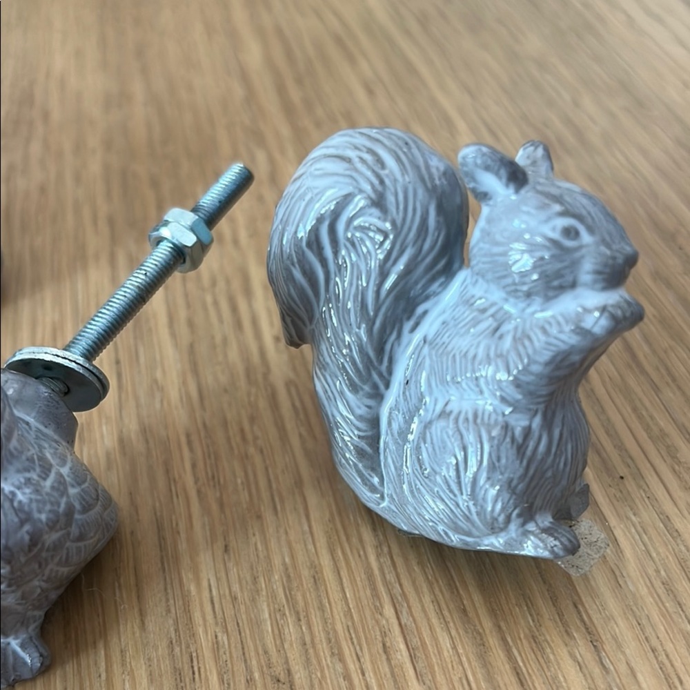 Ceramic Drawer Knobs - Gray Rabbit, Owl & Squirrel Set - Picture 4 of 6